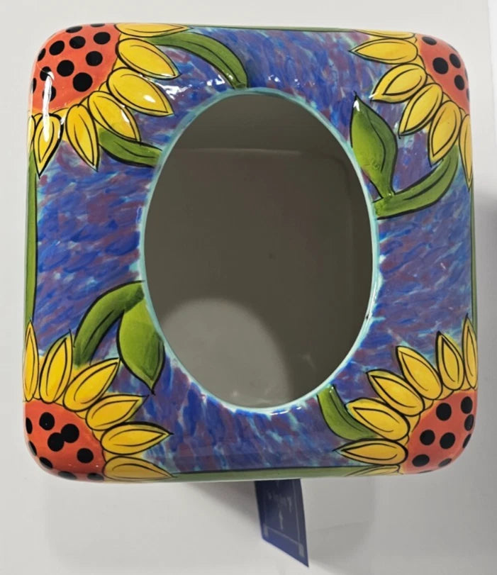 NIB VTG Terri Kern Designs Ceramic Tissue Cover Sunflower 2005 Bright Colors | eBay