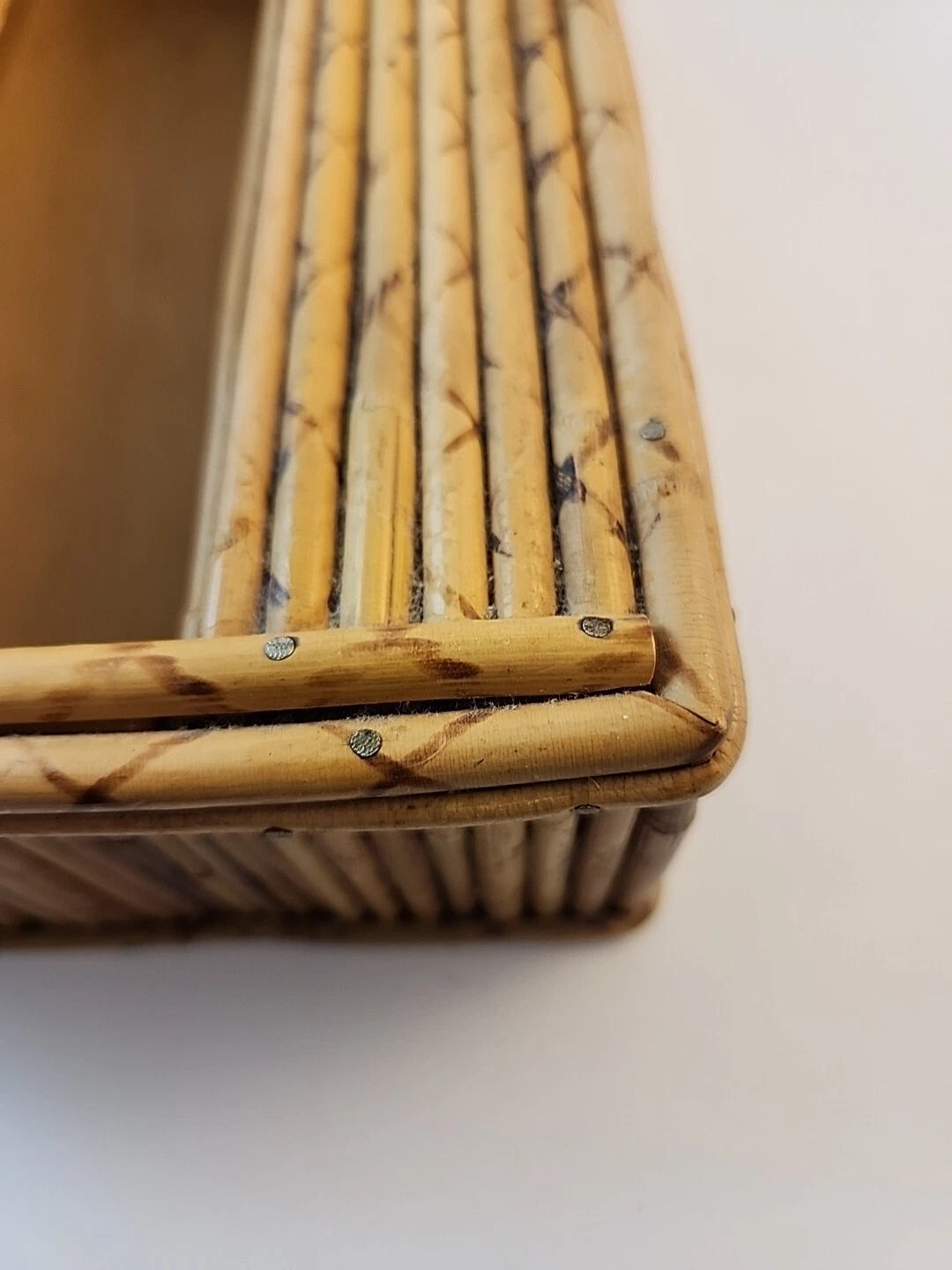 Boho Burnt Bamboo Rectangle Tissue Box Cover With Slid Out Bottom Tiki Bar | eBay