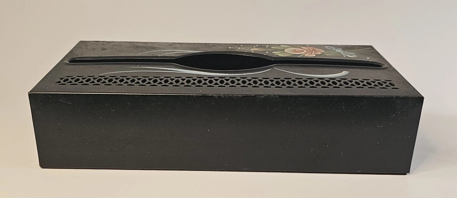 Vintage Black Toleware Metal Tissue Box Holder Shabby Chic Rectangular Hanging | eBay