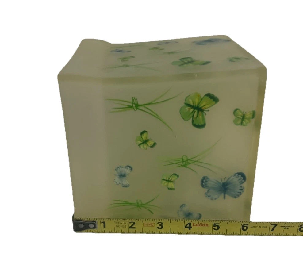 Glass Tissue Box Holder Butterflies Preowned Good Condition | eBay