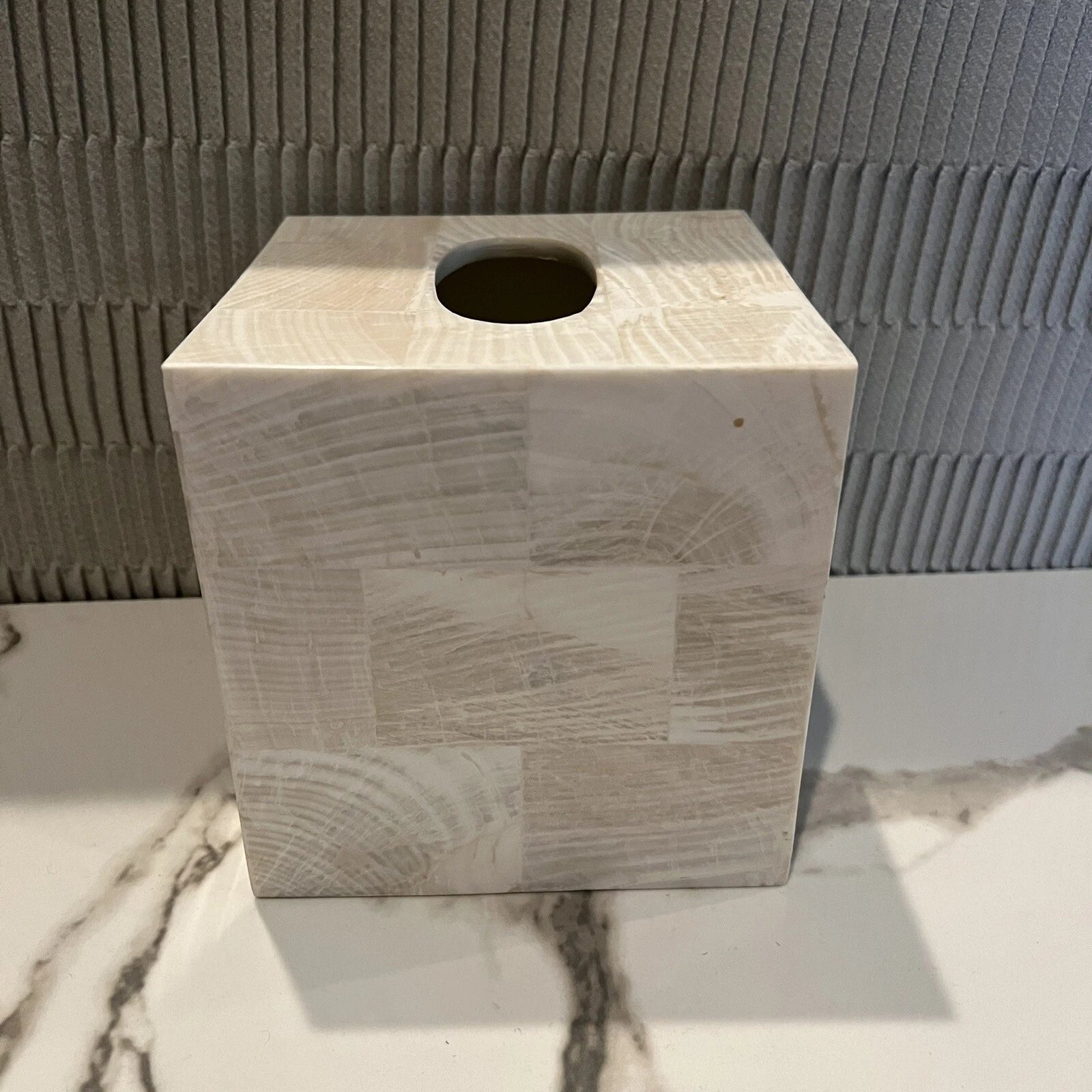 Pigeon & Poodle Palermo II Tissue Box Cover Faux Clamstone | eBay