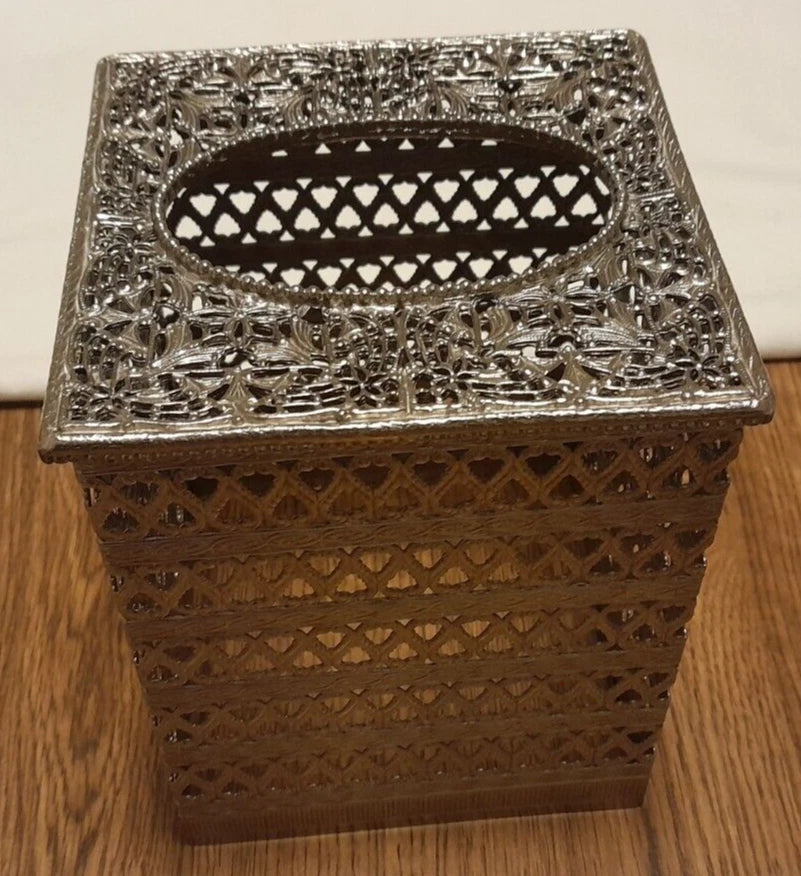 Lot Of 2 Vintage Gold Tone Hollywood Regency Metal Tissue Box Cover Holder | eBay