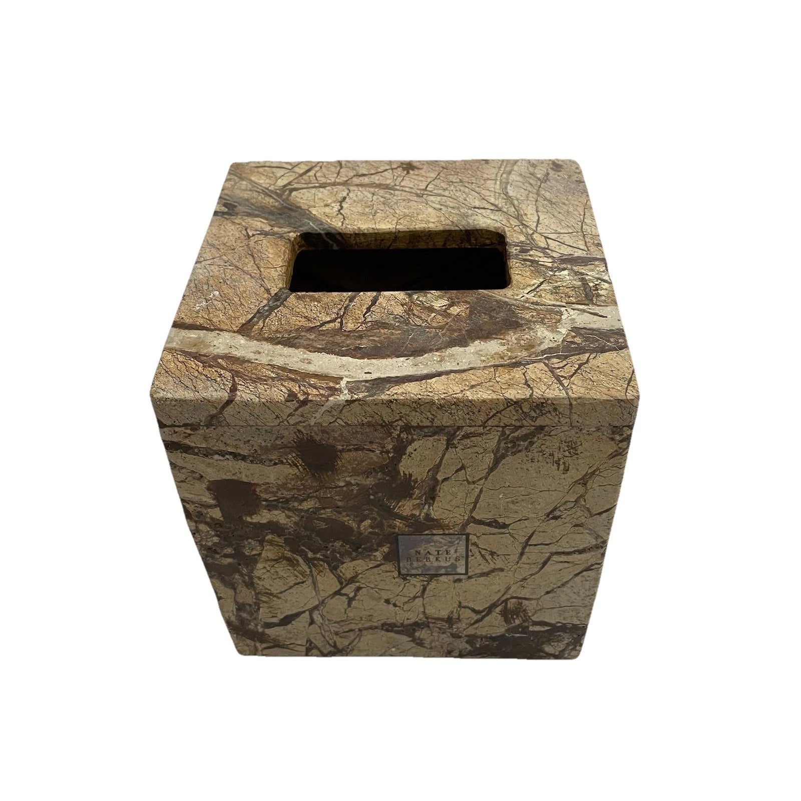 Nate Berkus Dark Travertine Brown Tan Marble Stone Tissue Box Cover Heavy | eBay
