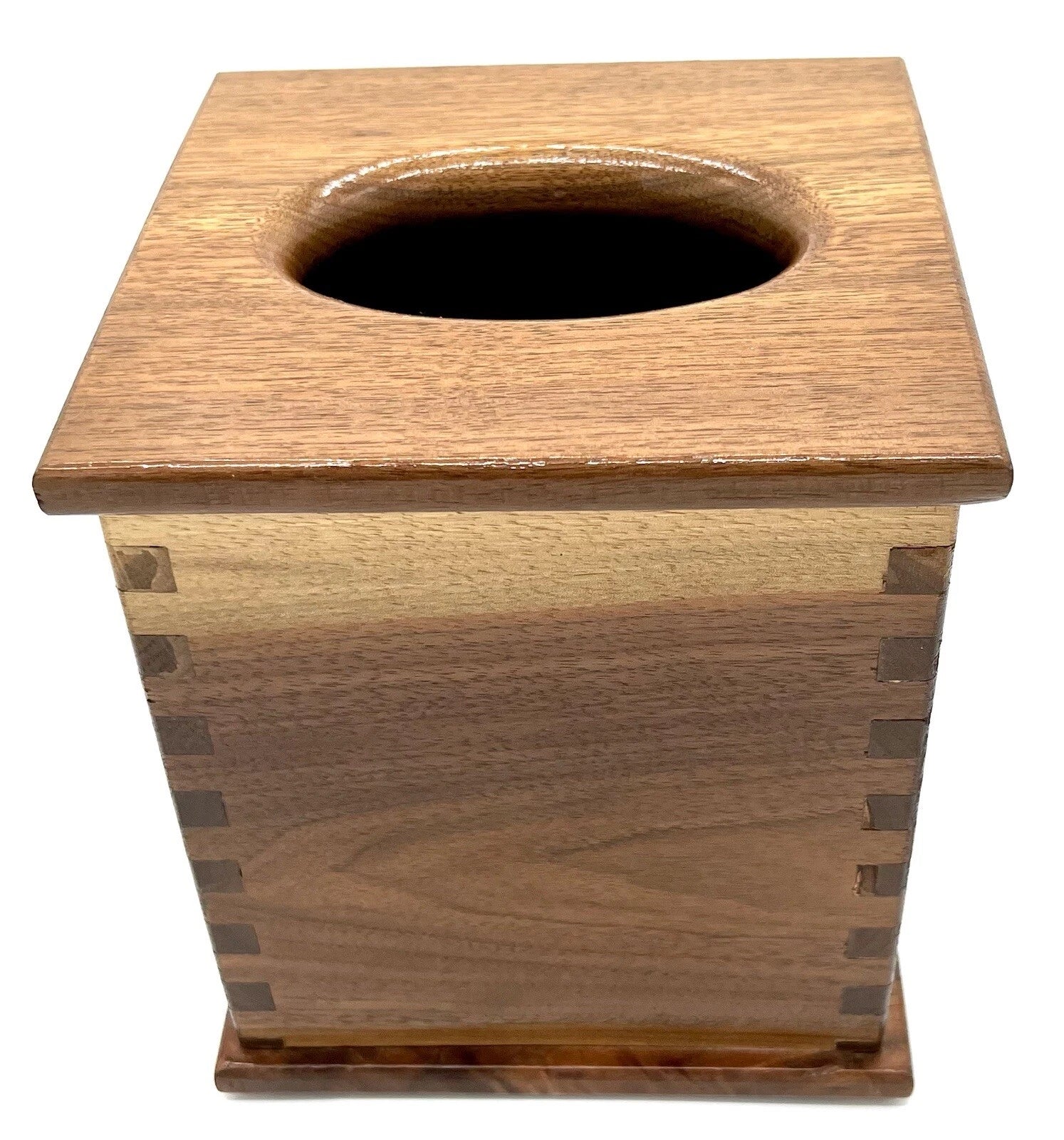 Vintage Solid Wood Square Dovetail Tissue Box Cover - BEAUTIFUL! | eBay