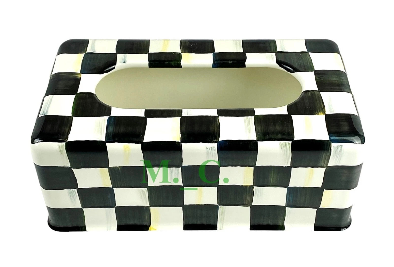 MacKenzie Childs Courtly Check Standard Tissue Box Cover 9.25" New No Box | eBay