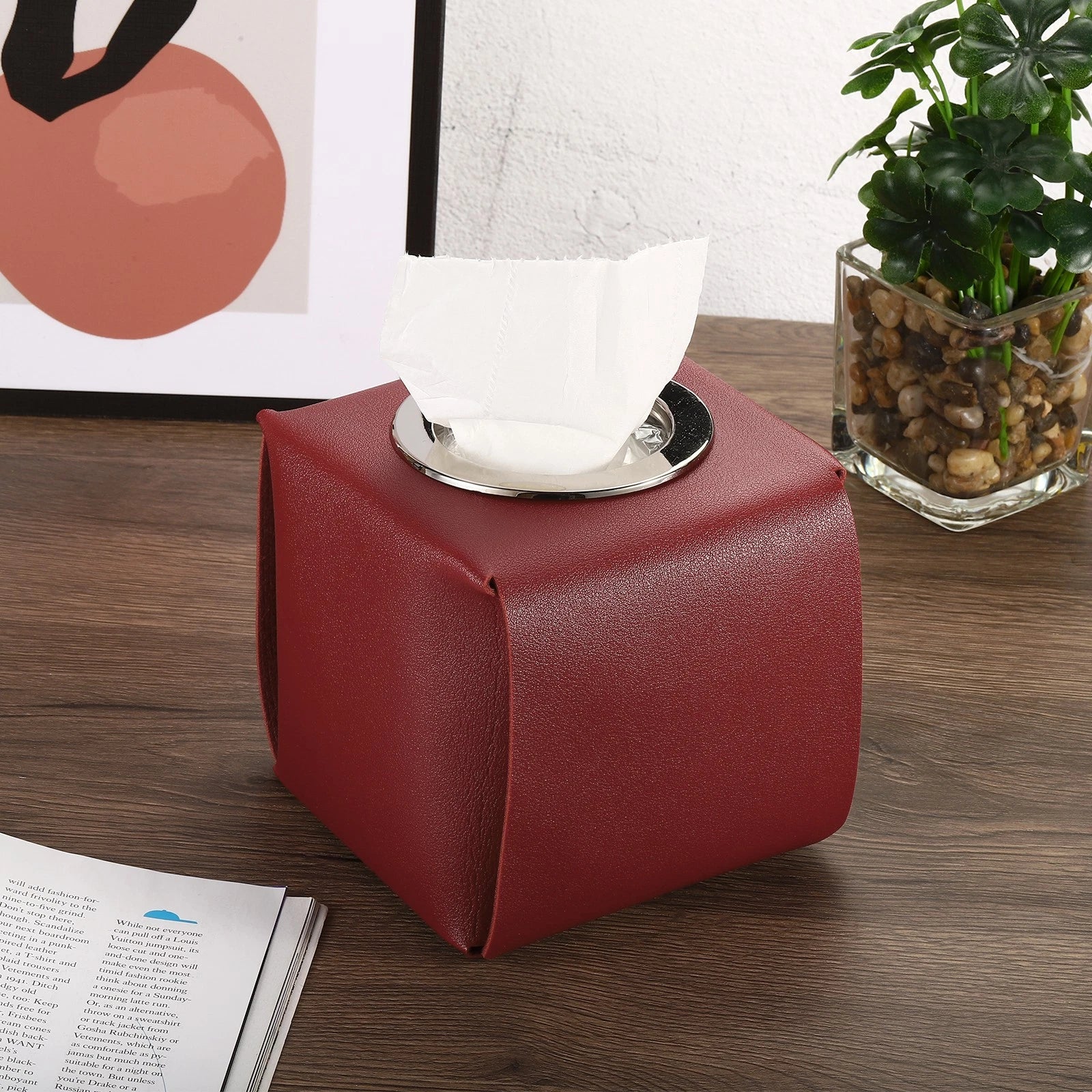 Tissue Box Cover, PU Leather Square Napkin Paper Towel Dispenser, Grey | eBay