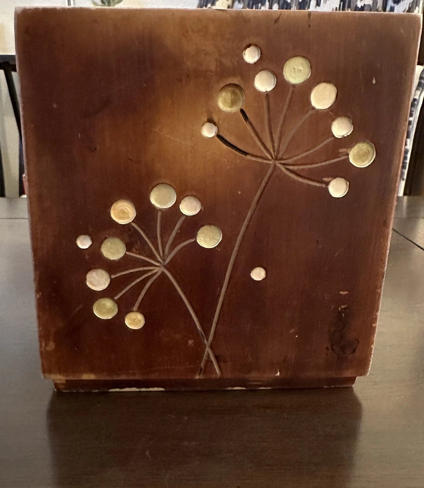 Tissue Box Wooden Dandelion Pattern | eBay