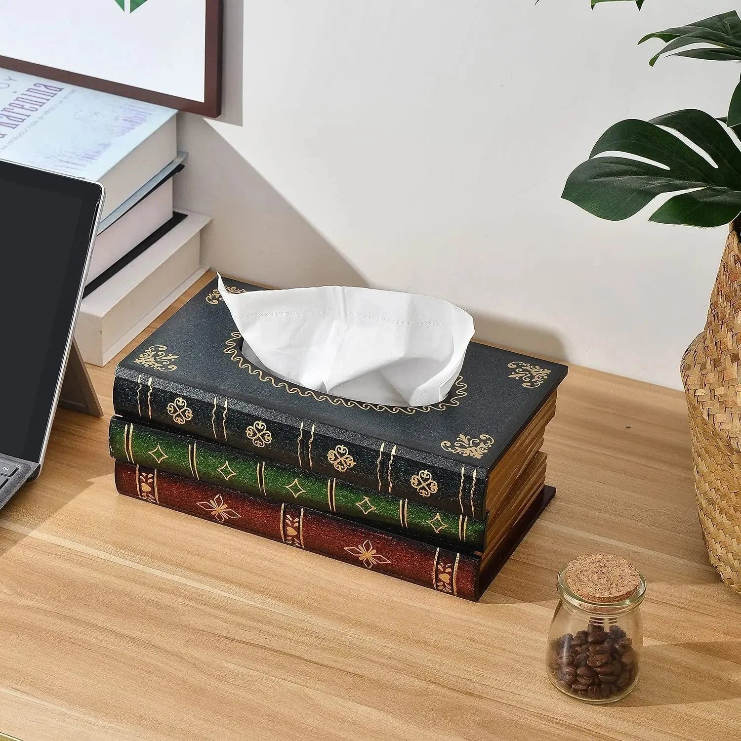 Crafted Classical Retro Wooden Tissue Box Cover – Antique Book Design Multicolor | eBay