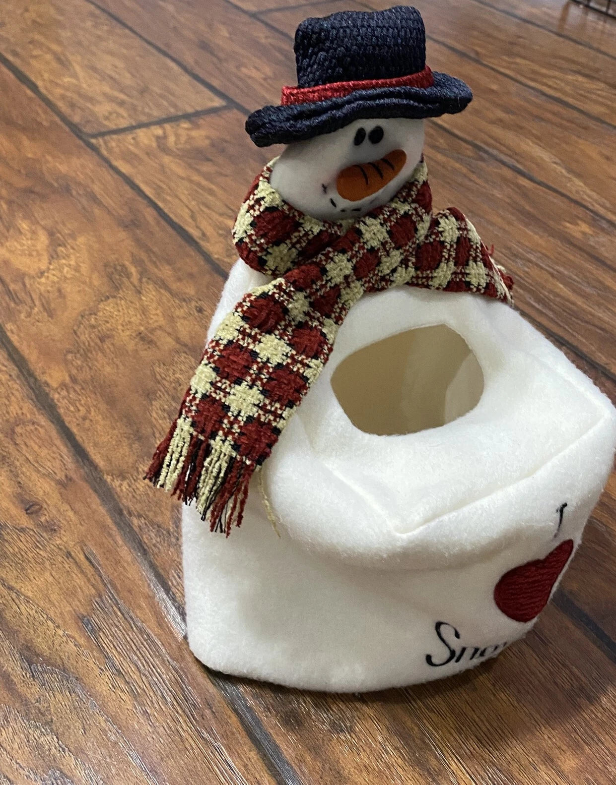 I Love Snowmen Tissue Box Cover Fabric White With Scarf Embrodered | eBay