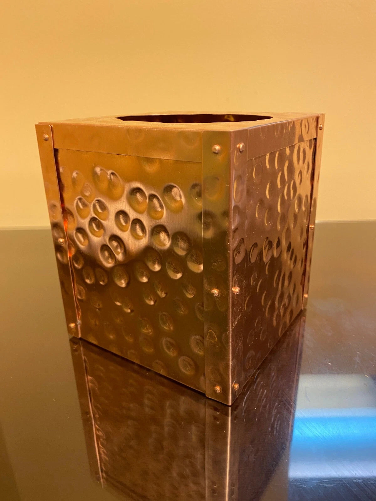 Hammered Solid Copper Tissue Box Holder Square Cube Facial Tissue Box Cover | eBay