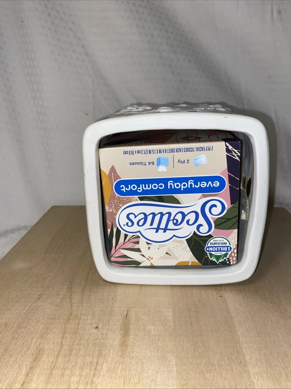 First Coast Designs White Porcelain Tissue Holder Floral Design 6.5”tall 6” Wide | eBay