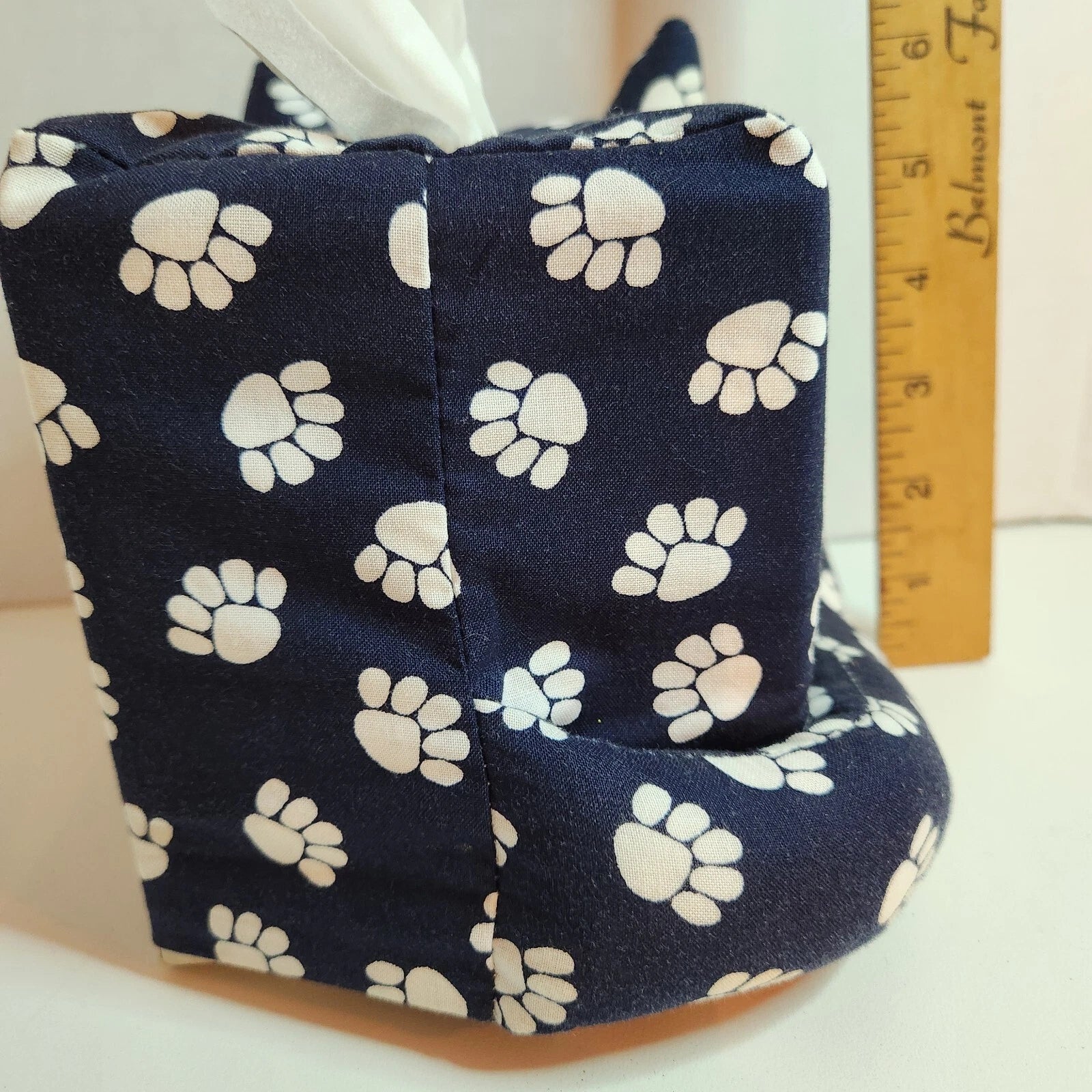 Cloth Cat Tissue Cube Box Cover Navy Blue with white paw prints | eBay