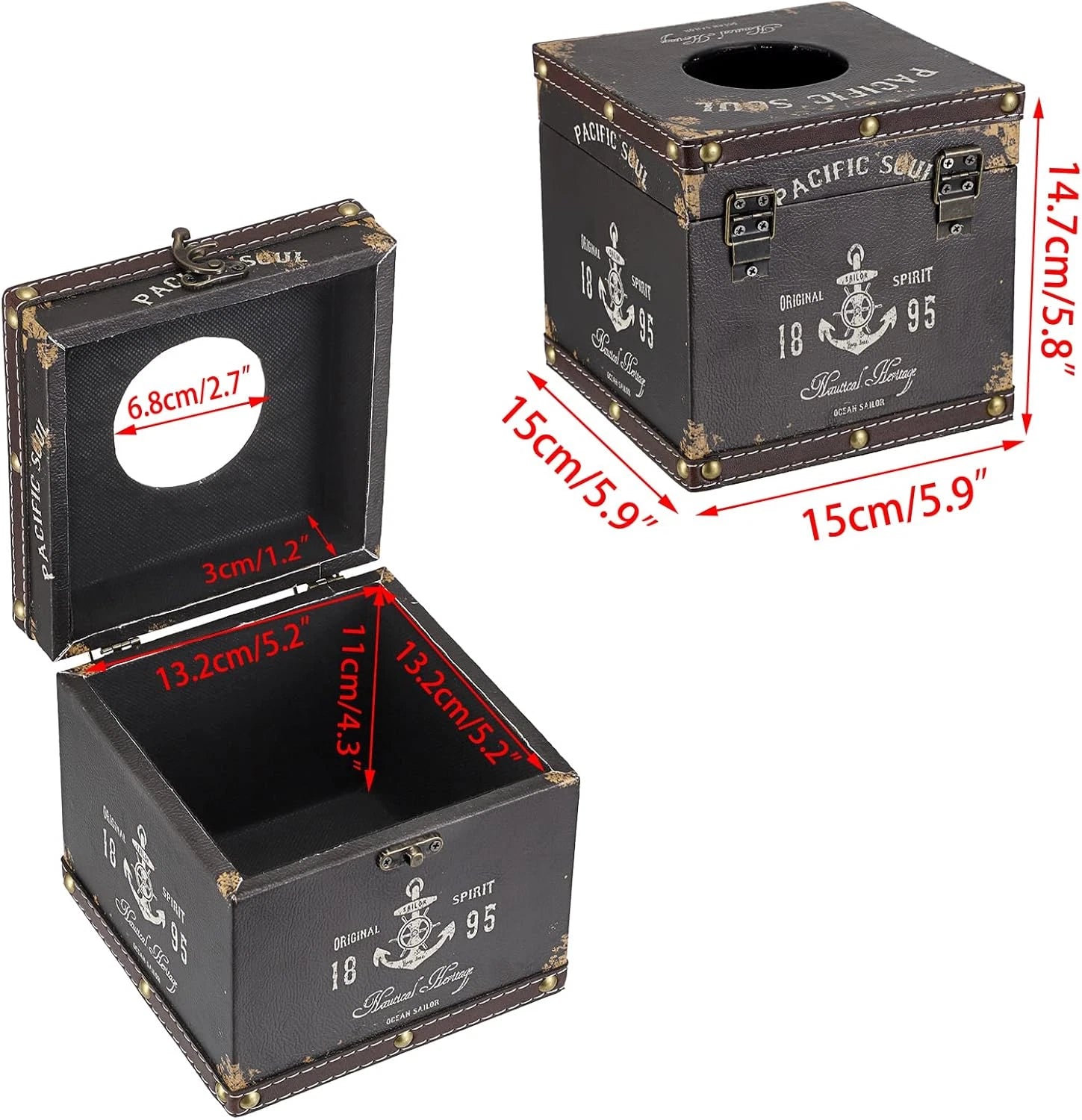 Retro Wood Square Tissue Box Cover Vintage Cube Decorative Facial Holder for Bed | eBay