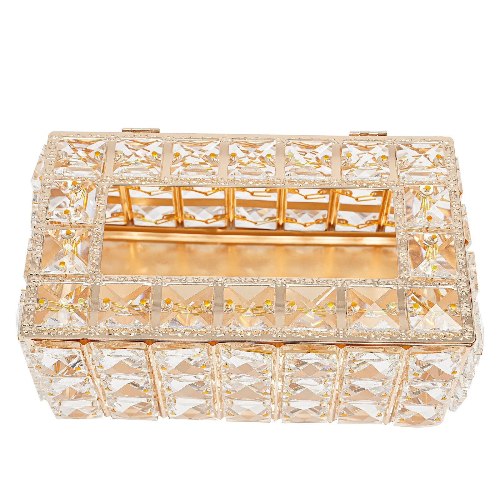 Tabletop Crystal Tissue Box Gold Paper Box Home Crystal Napkin Holder Round Pad | eBay