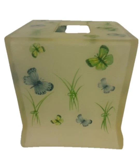 Glass Tissue Box Holder Butterflies Preowned Good Condition | eBay