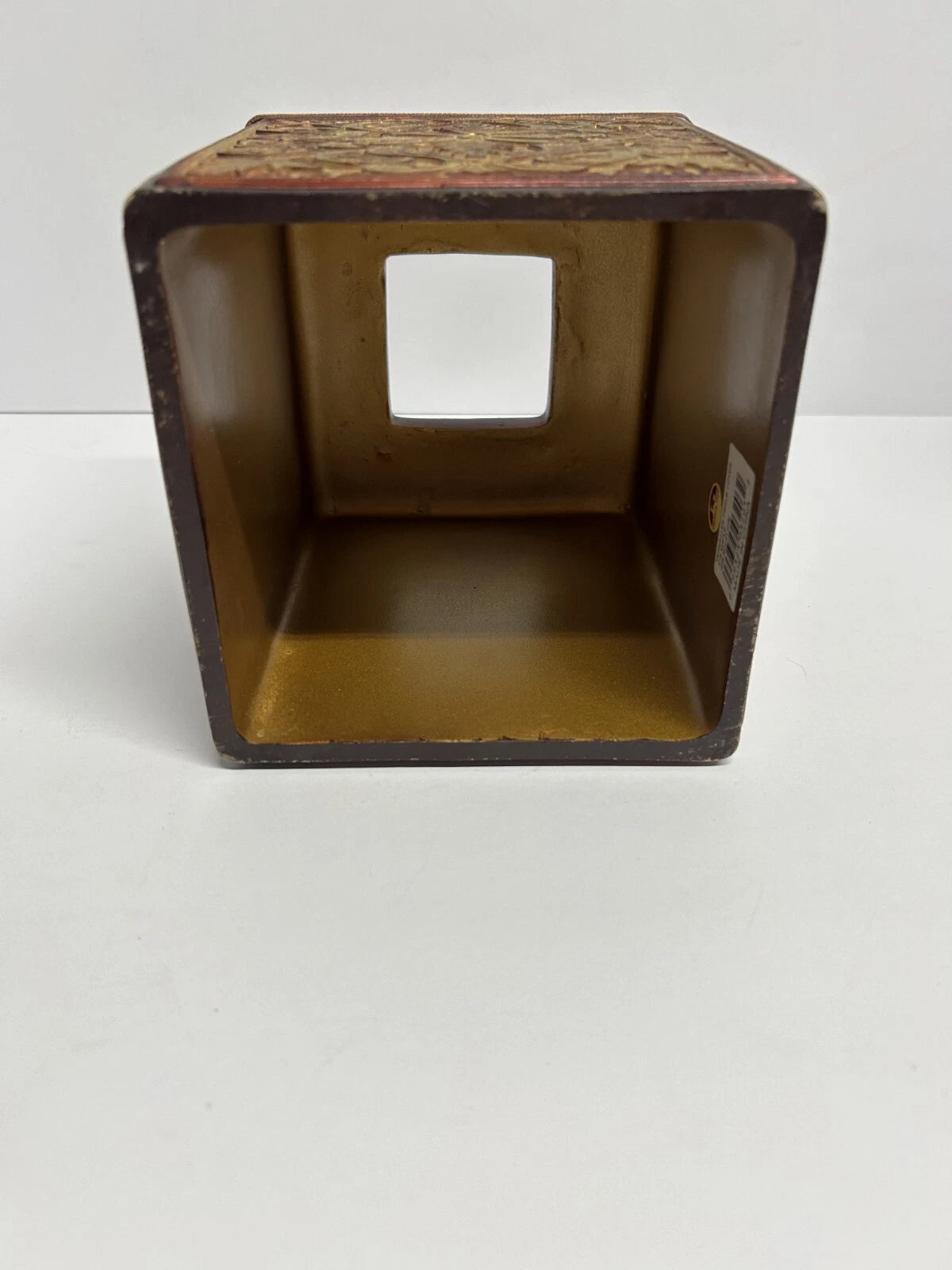 India Ink Vintage Versailles Tissue Cover Maple Gold Tone Burgandy Trim | eBay