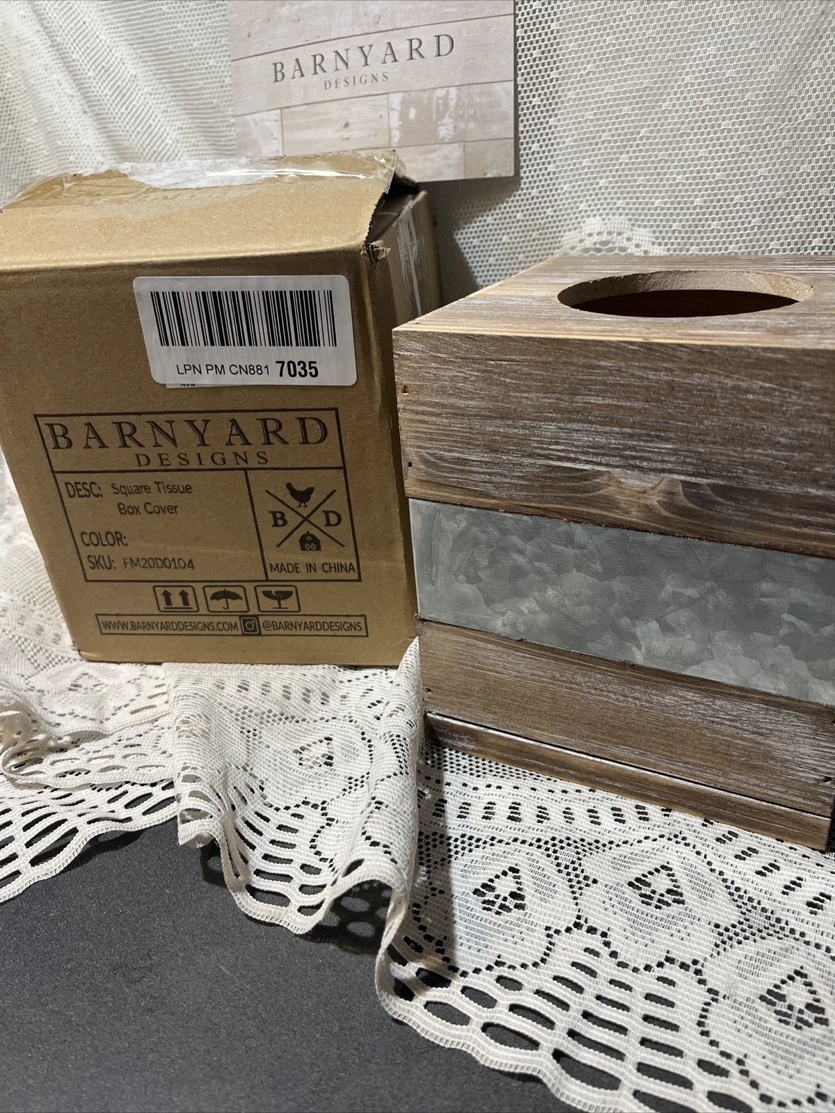 Rustic Metal and Distressed Wood Square Tissue Box Cover Barnyard Designs New | eBay