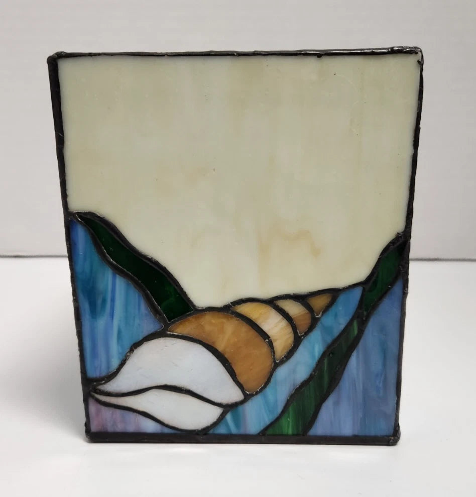 Acrylic Faux Stained Glass Tropical Fish Seashell Beach House Condo Tissue Box | eBay