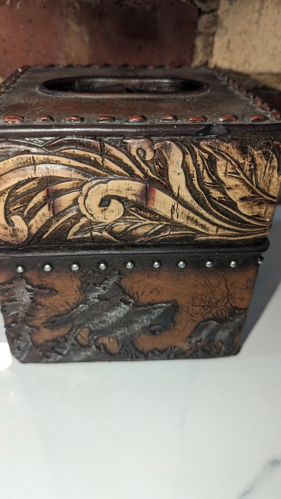 Rustic Western Wild Horses W/Gold Patterns Tissue Cover & Western Themed Frame | eBay