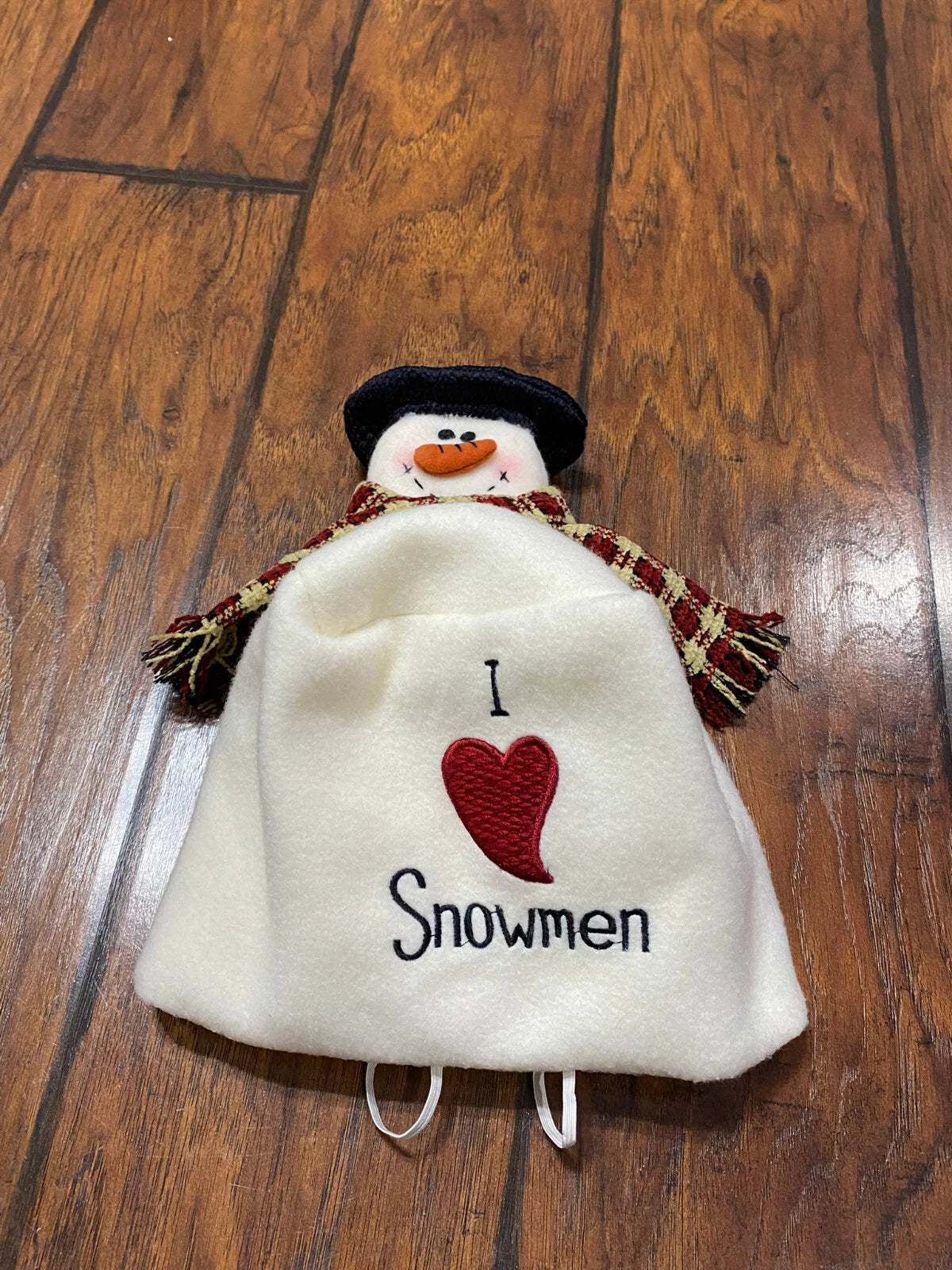 I Love Snowmen Tissue Box Cover Fabric White With Scarf Embrodered | eBay