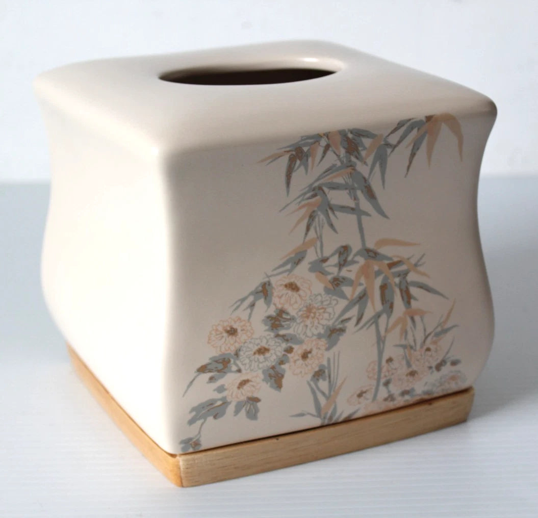Joseph Abboud Nepal Bamboo Tissue Box Cover Asian Beige Ceramic Holder NBM58NAT | eBay