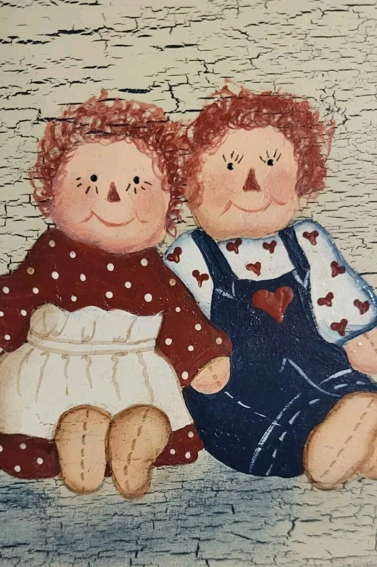 Raggedy Ann & Andy Square Wood Tissue Box Cover Hand Painted HEART SHAPE SLOT | eBay