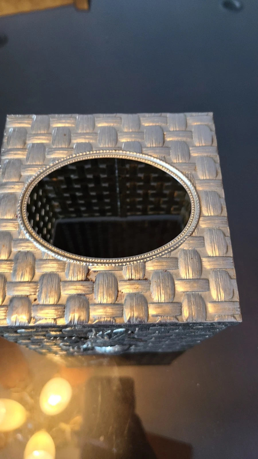 Brass tissue box in weaved pattern with strawberry leaf. Vintage | eBay