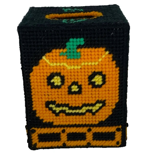 Pumpkin Jack O Lantern Halloween Plastic Canvas Tissue Box Holder | eBay