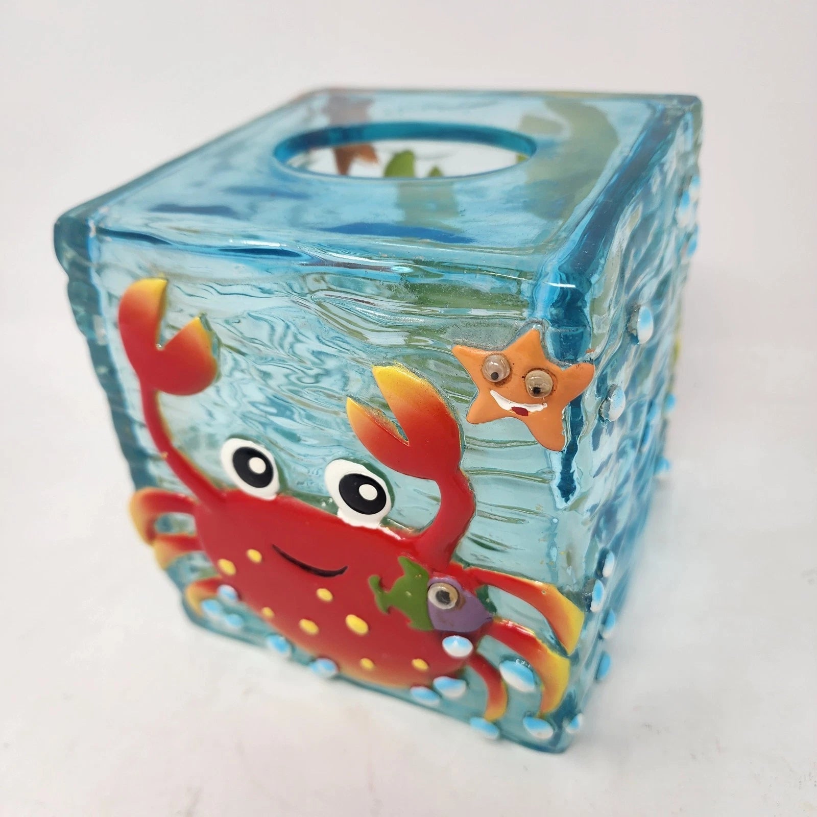 Target Do Your Room Sea Life Blue Acrylic Tissue Box Cover 3D Crab Starfish 6x5 | eBay