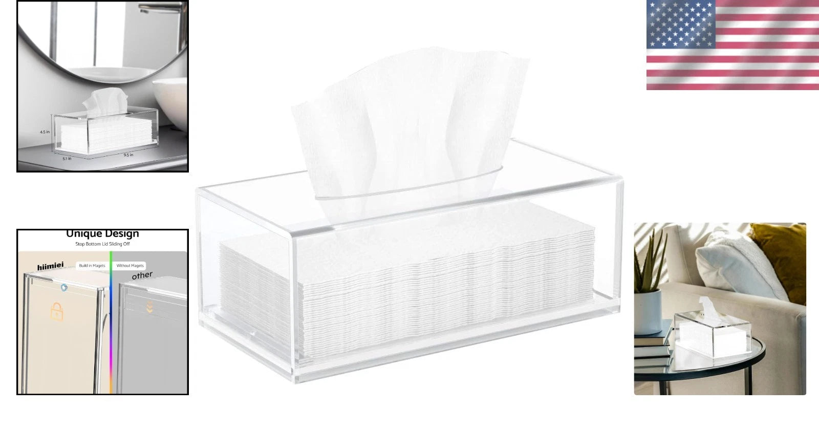 Clear Acrylic Tissue Box Cover - Modern, Elegant Napkin Dispenser for Any Space | eBay