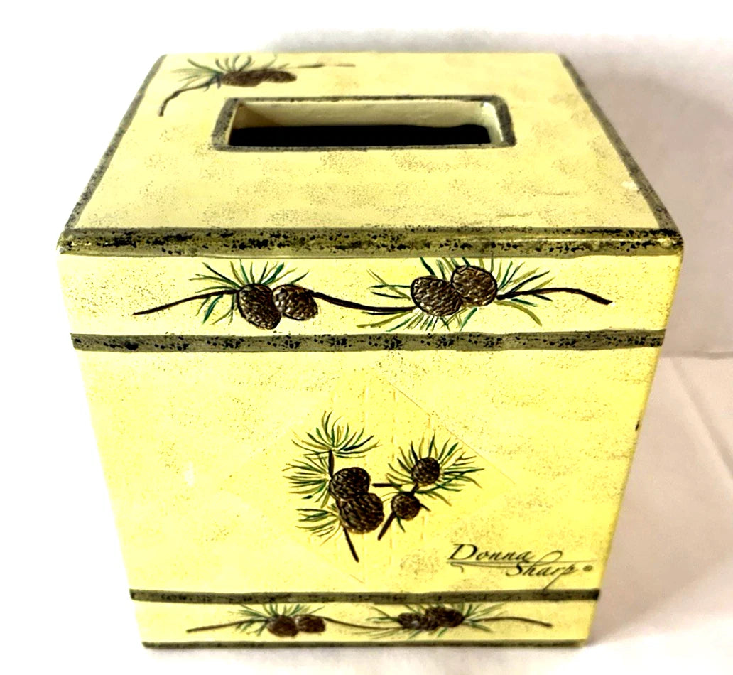 Designer Donna Sharp Rustic Yellow Pinecone Tissue Box Cover Resin | eBay