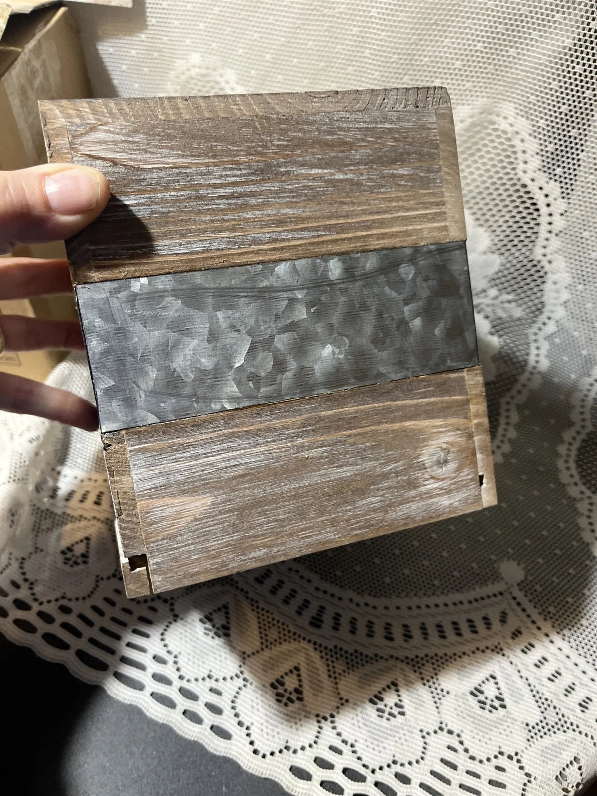 Rustic Metal and Distressed Wood Square Tissue Box Cover Barnyard Designs New | eBay