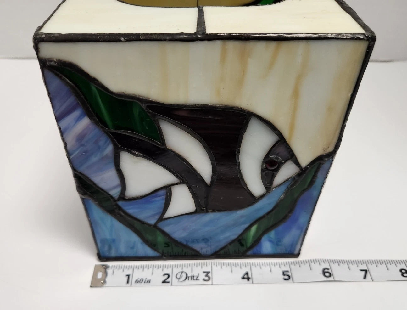 Acrylic Faux Stained Glass Tropical Fish Seashell Beach House Condo Tissue Box | eBay