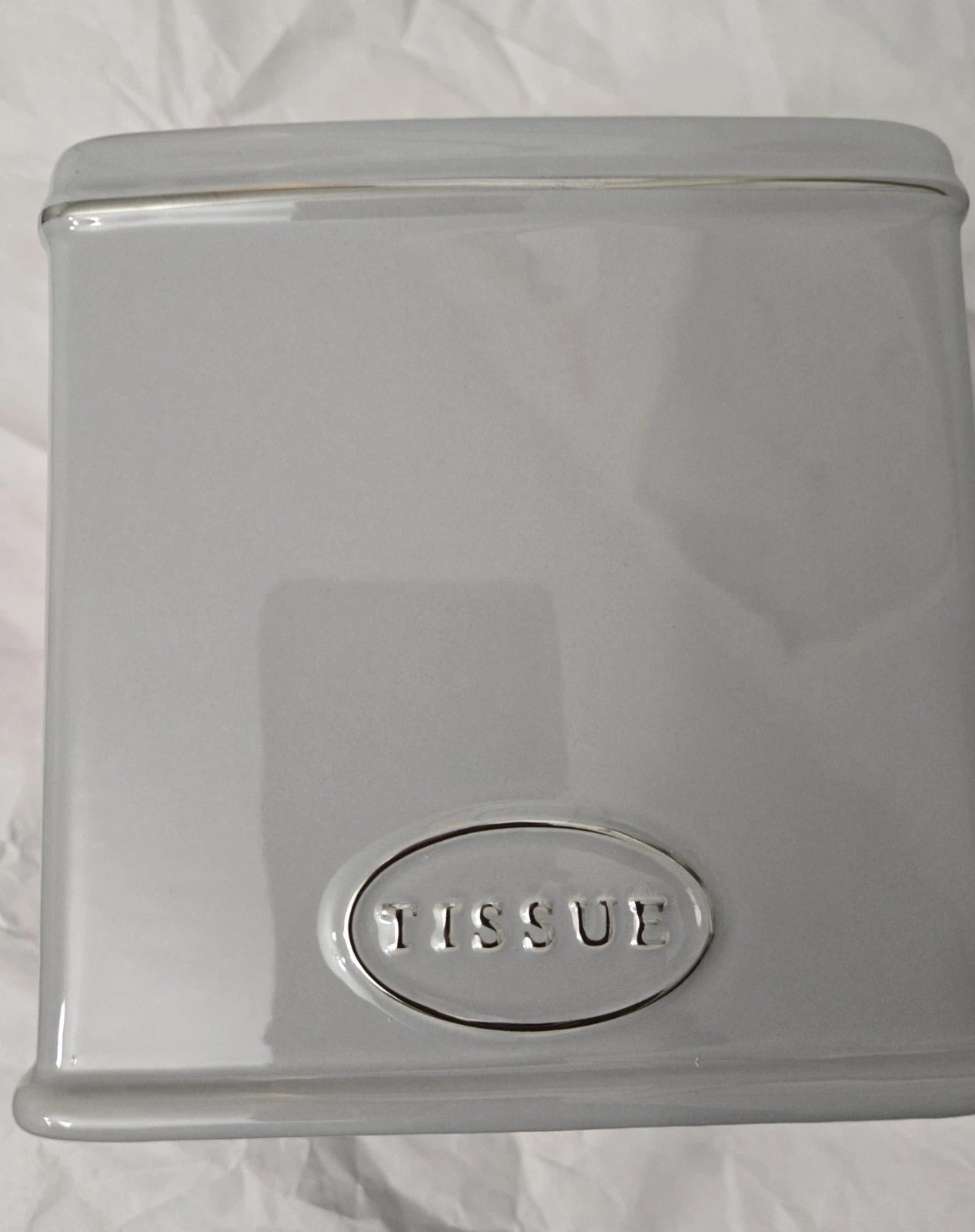 Porcelain Gray And Silver Tissue Holder | eBay