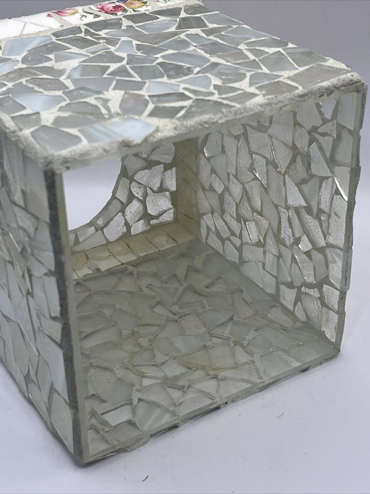 Mosaic Clear Glass Square Tissue Box Cover Roses | eBay