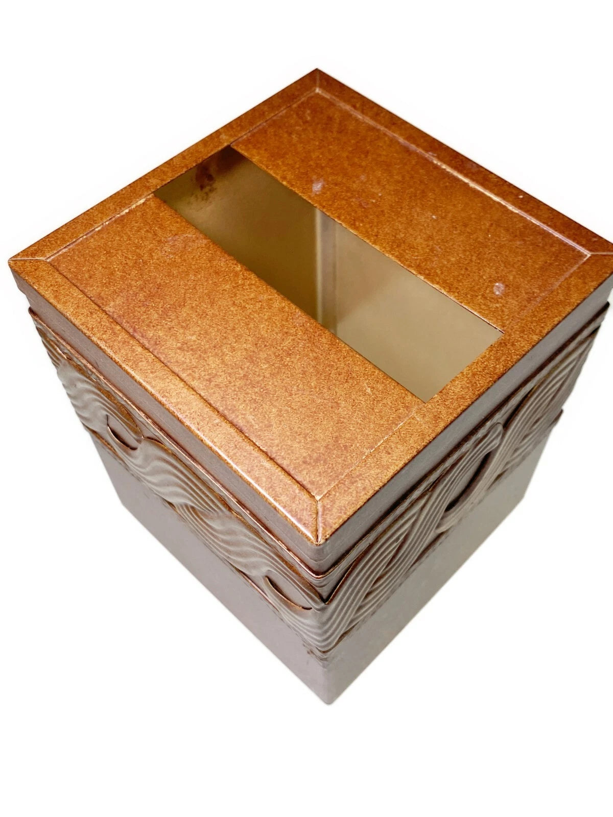 Metal Tissue Box Cover Holder Rust Brown Swirl Waves Rustic Western | eBay