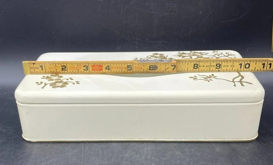 Vintage Ransburg 1950s Retro Hand Painted White and Gold Metal Tissue Box | eBay