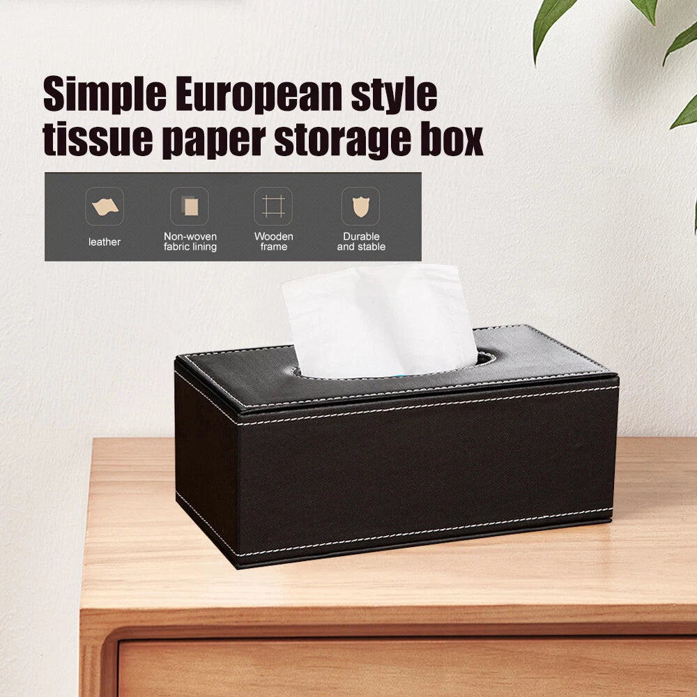 NEW Tissue Box Cover Case Holder For 3.1" Tall Tissue Boxes (Black) PU Leather | eBay