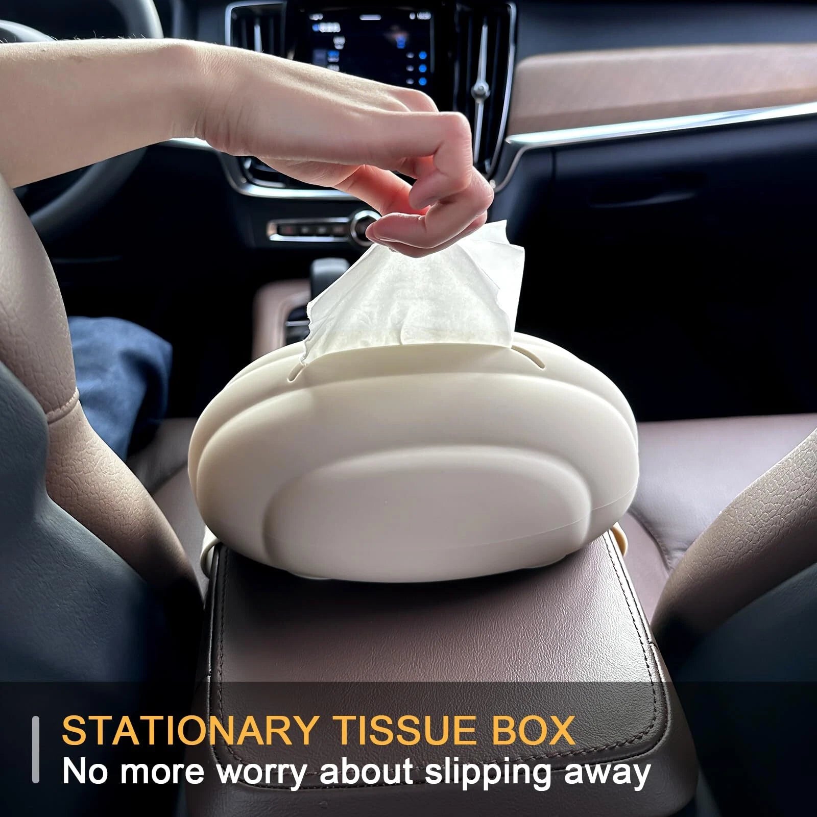 Car Tissue Holder Beige Silicone Box with Adjustable Band for Armrest | eBay