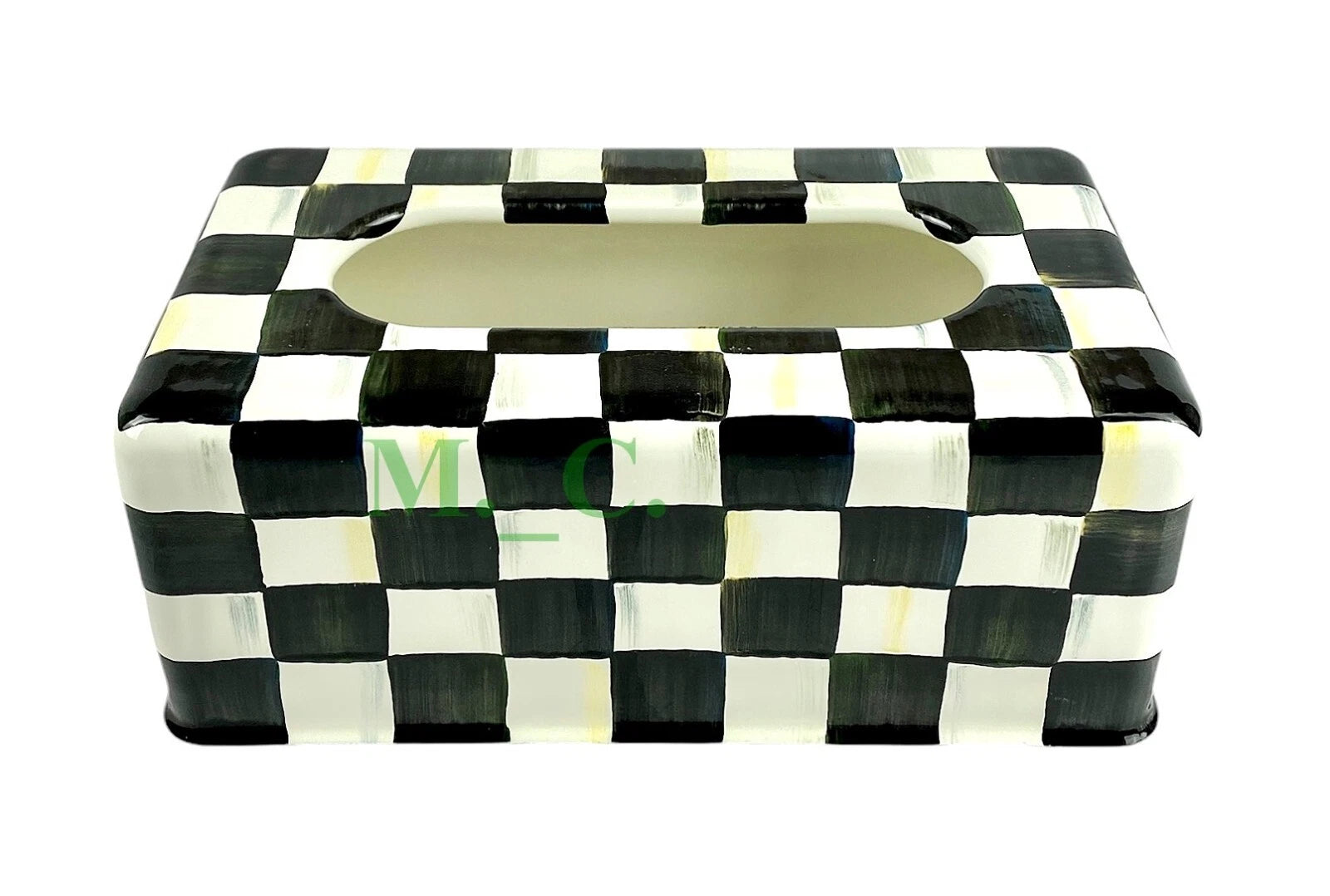 MacKenzie Childs Courtly Check Standard Tissue Box Cover 9.25" New No Box | eBay