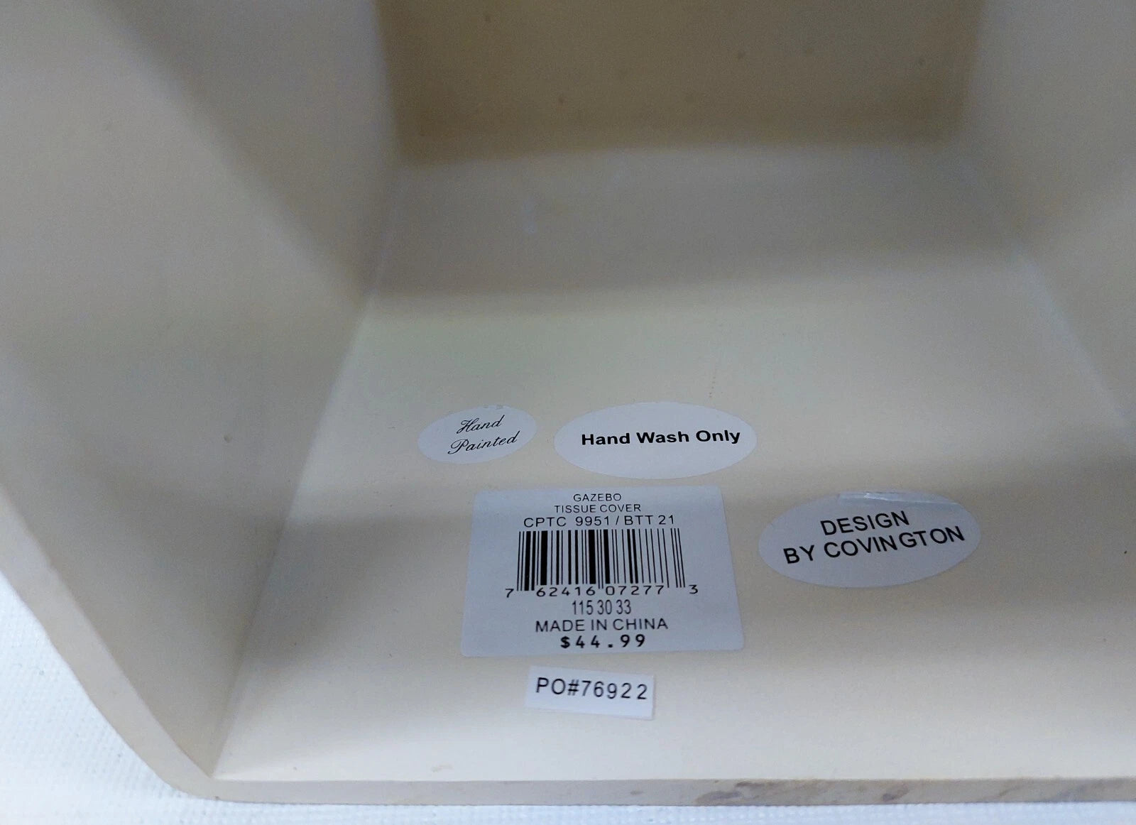 Tissue Box Cover Ceramic Floral Hand Painted Gazebo Carved Design by Covington | eBay