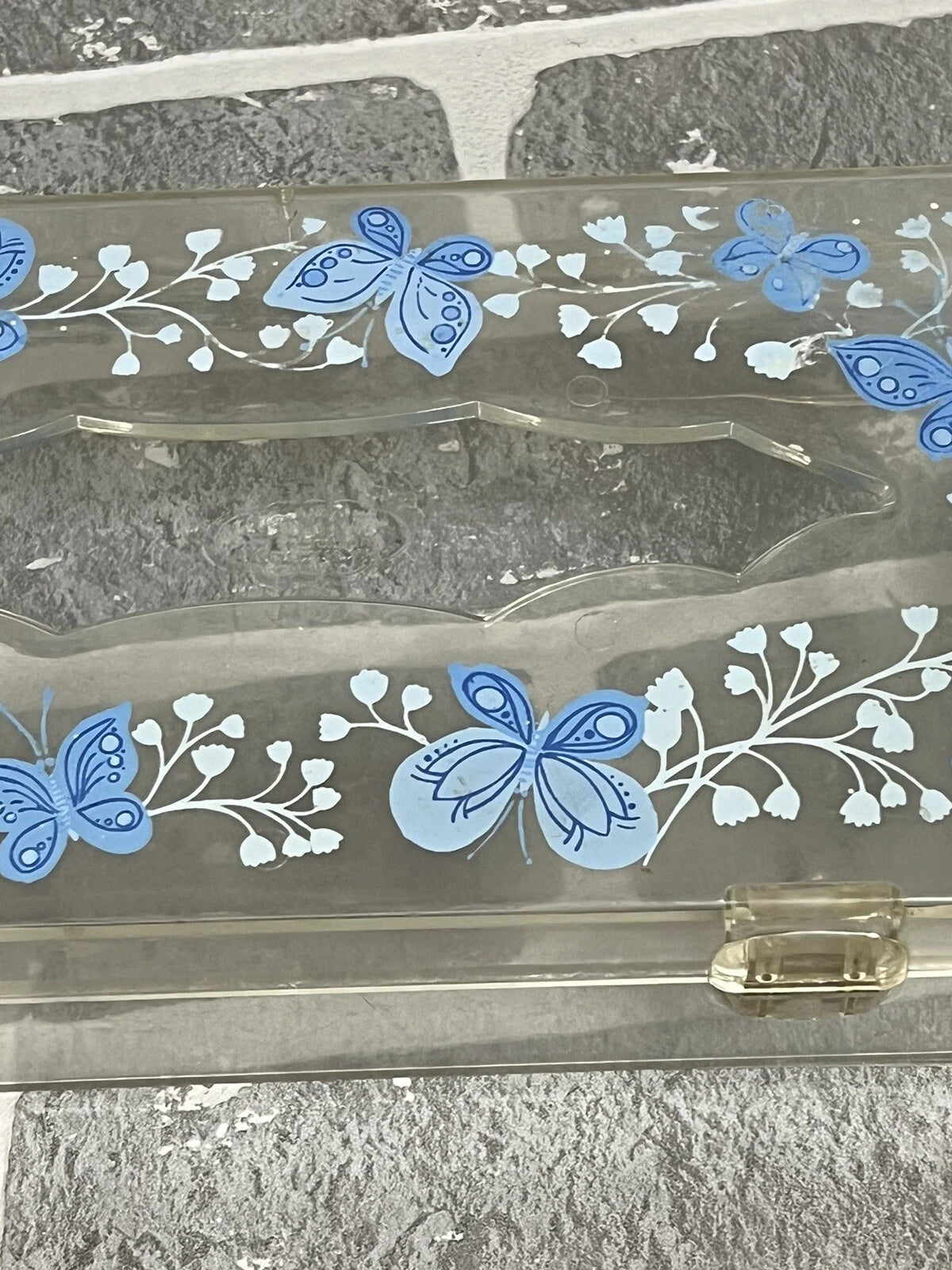 Vintage Wolff Products Co Clear Plastic Tissue Box Painted Butterfly Hinged Lid | eBay