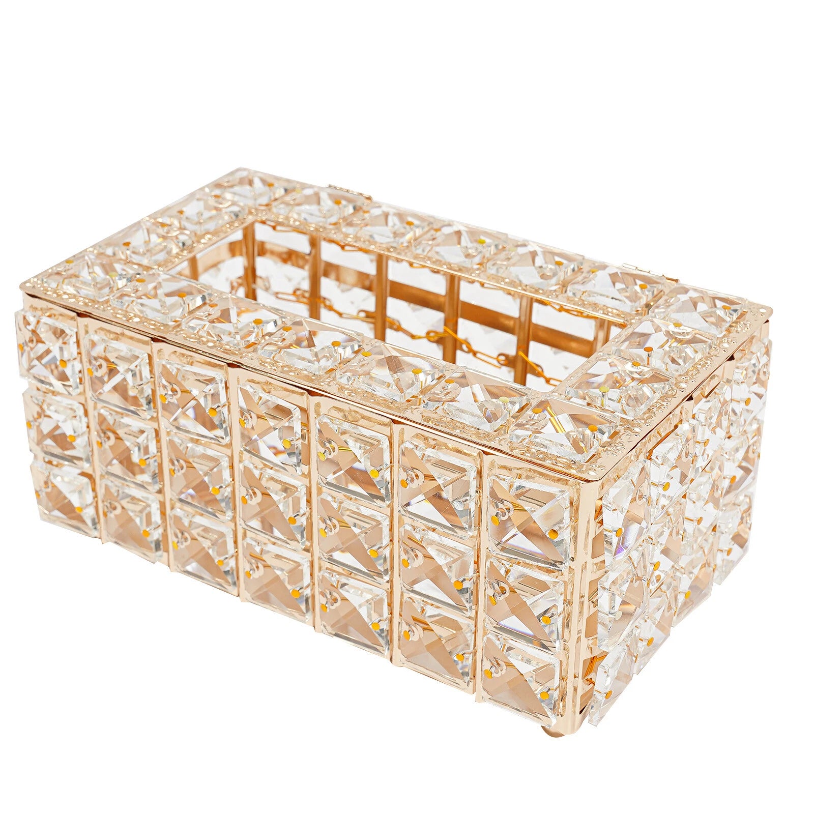 Tabletop Crystal Tissue Box Gold Paper Box Home Crystal Napkin Holder Round Pad | eBay