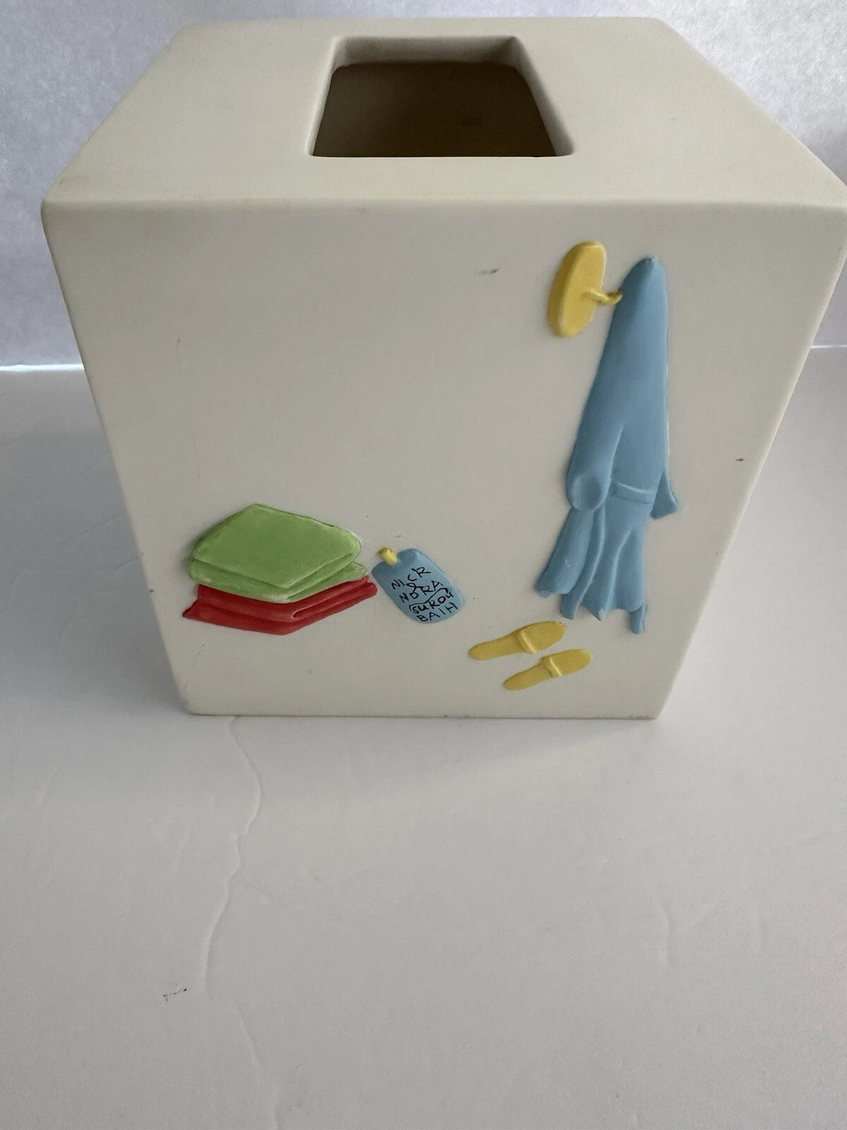 Nick & Nora Home Hogwash Ceramic Tissue Box Cover Holder Square Cube | eBay