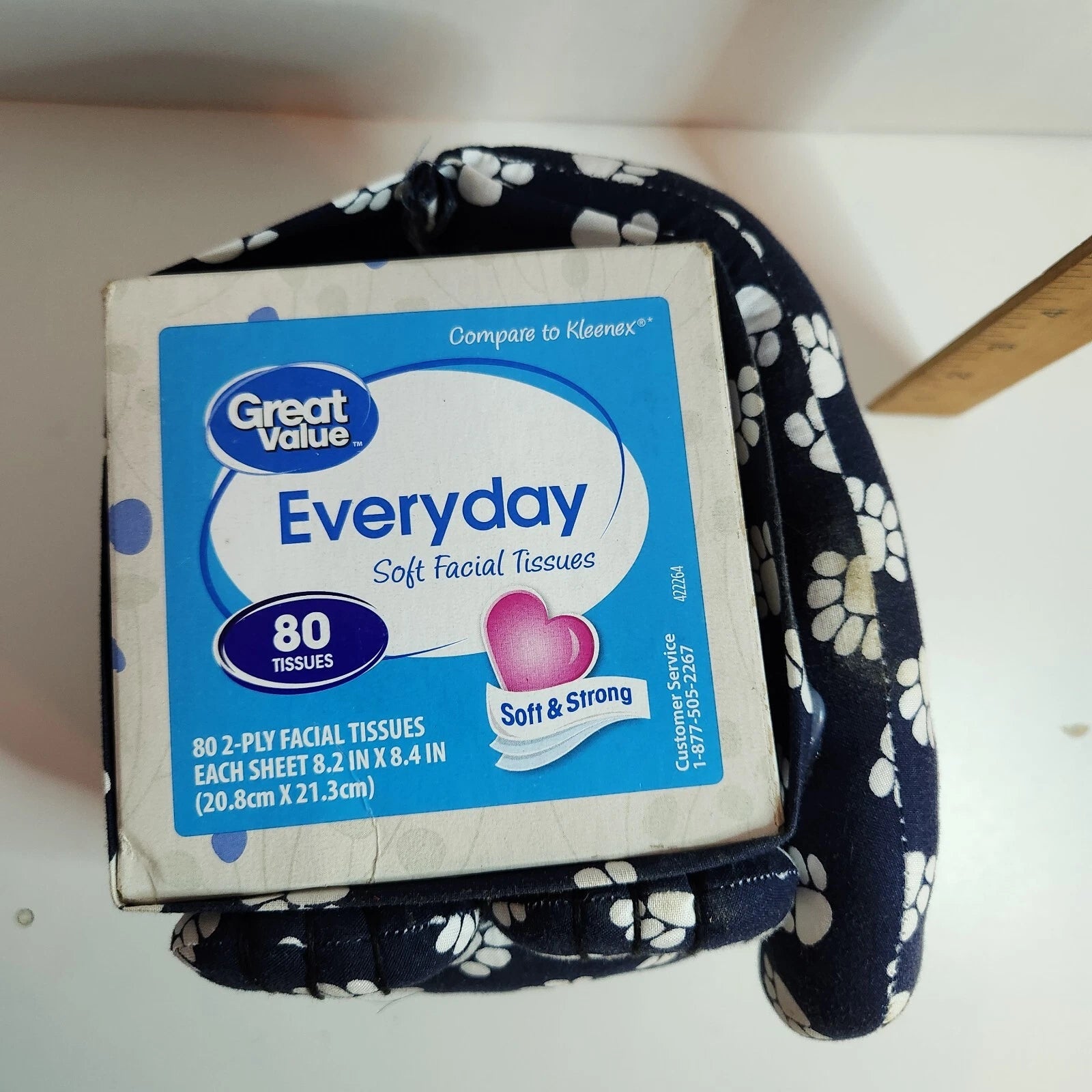 Cloth Cat Tissue Cube Box Cover Navy Blue with white paw prints | eBay
