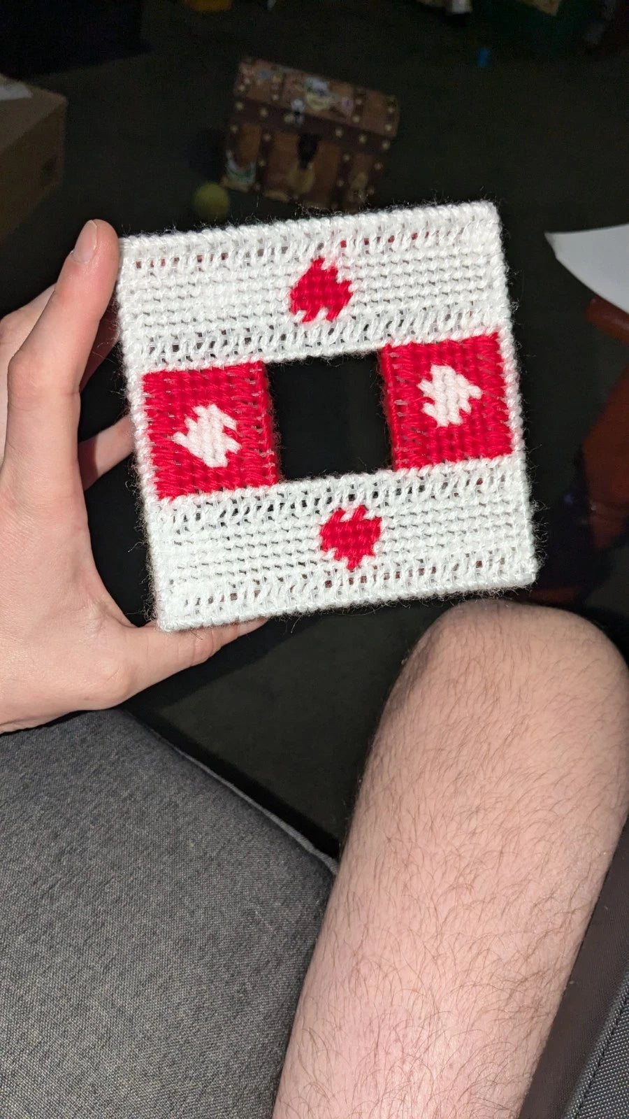 Handmade Artisan Valentine Needlepoint Boutique Tissue Box Cover Red White | eBay