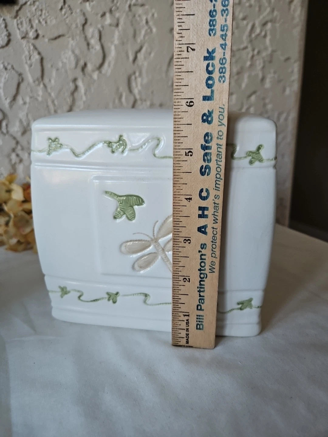 Dragonfly Square Ceramic Tissue Box Cover White Green Purple | eBay