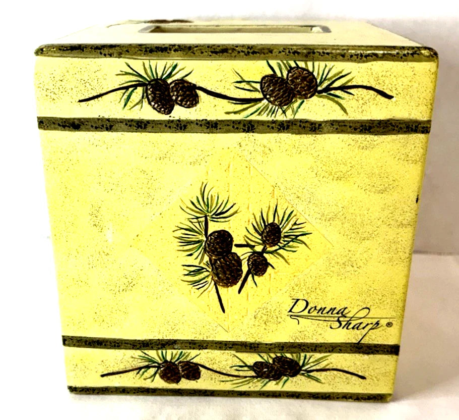 Designer Donna Sharp Rustic Yellow Pinecone Tissue Box Cover Resin | eBay