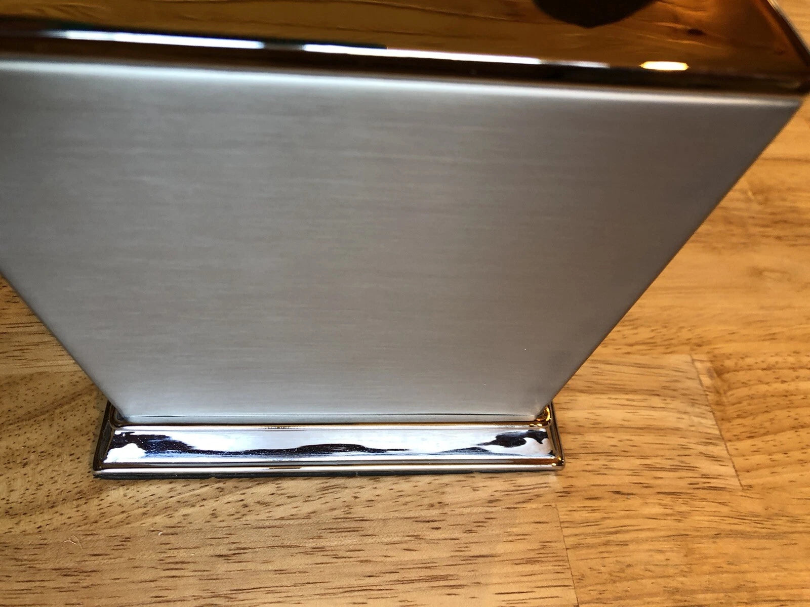 Silver Metal 6x6 Square Tissue Box Cover Matte Sides Shiny Top Trim Rubber Base | eBay