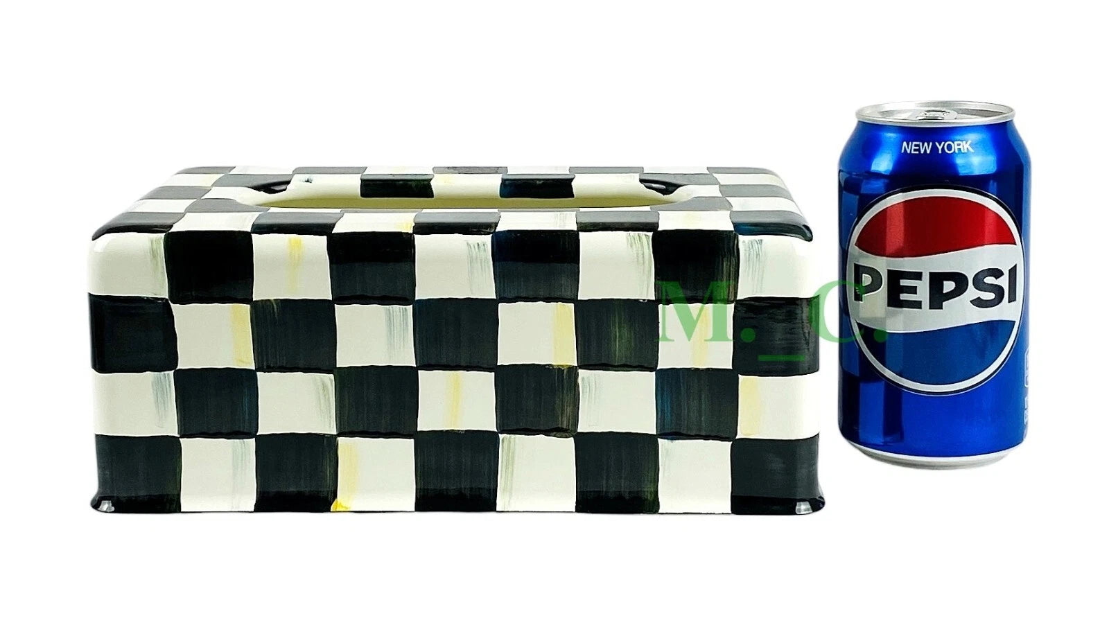 MacKenzie Childs Courtly Check Standard Tissue Box Cover 9.25" New No Box | eBay